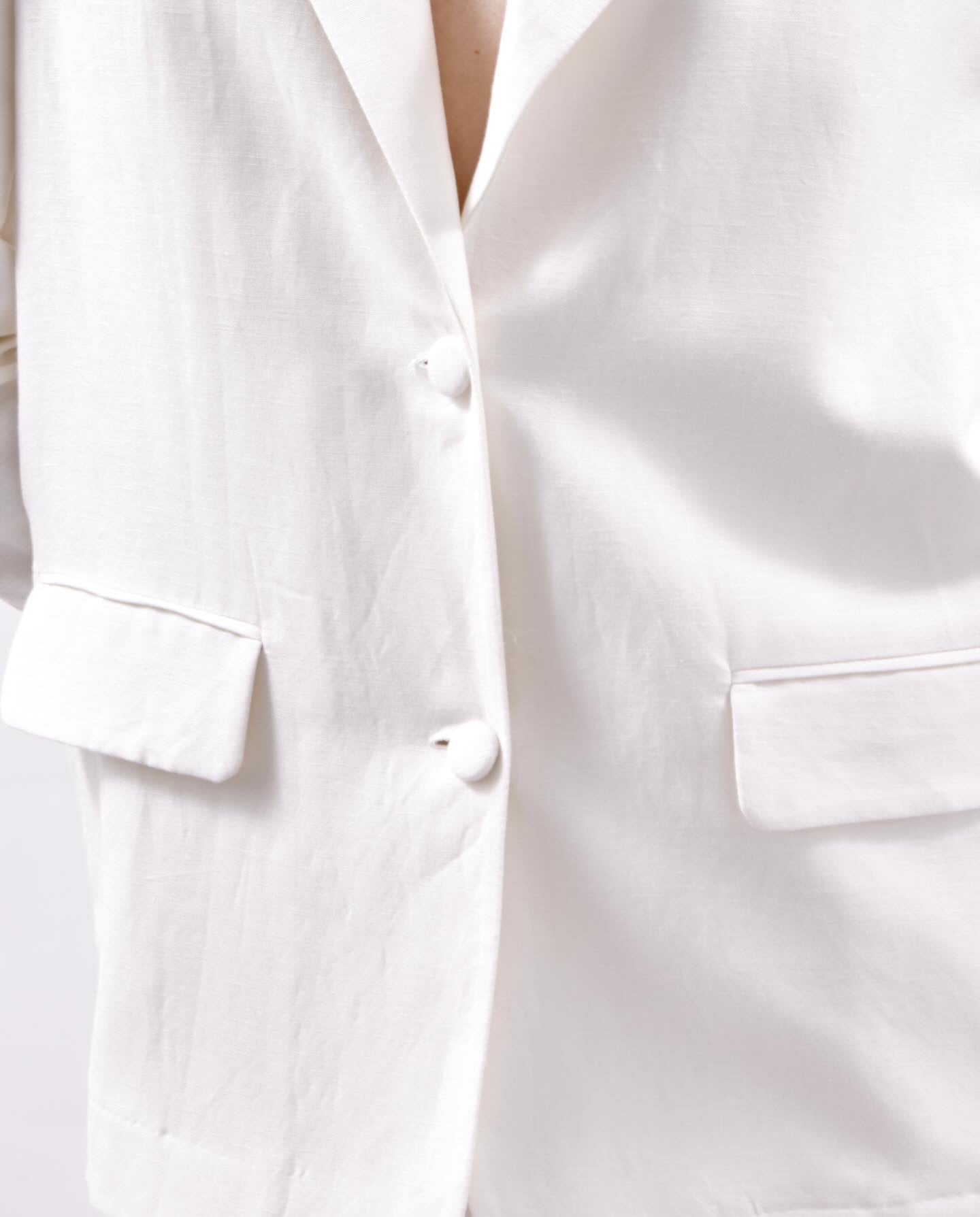Blazer Blanc en Lin et Viscose Monaco
