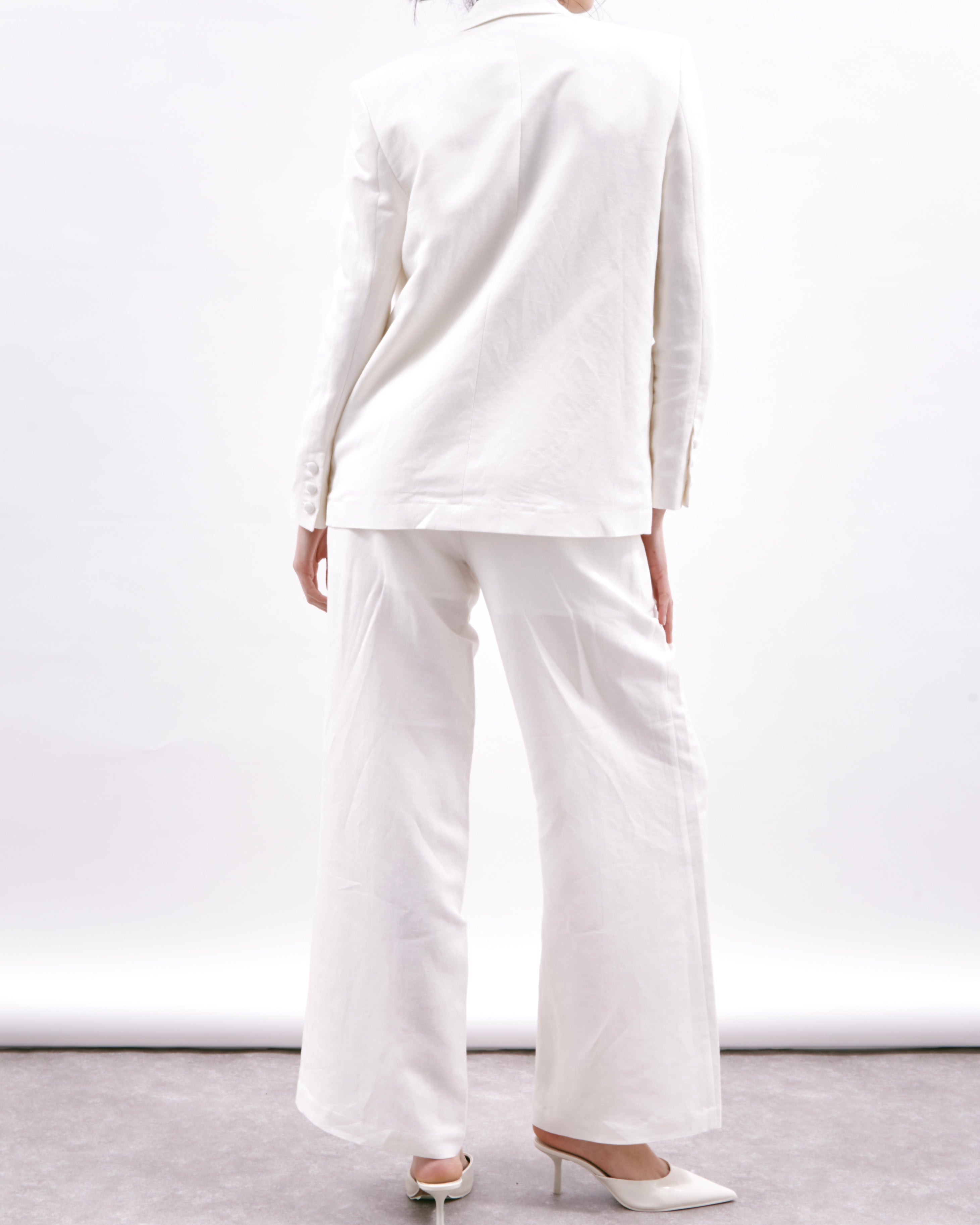 Blazer Blanc en Lin et Viscose Monaco