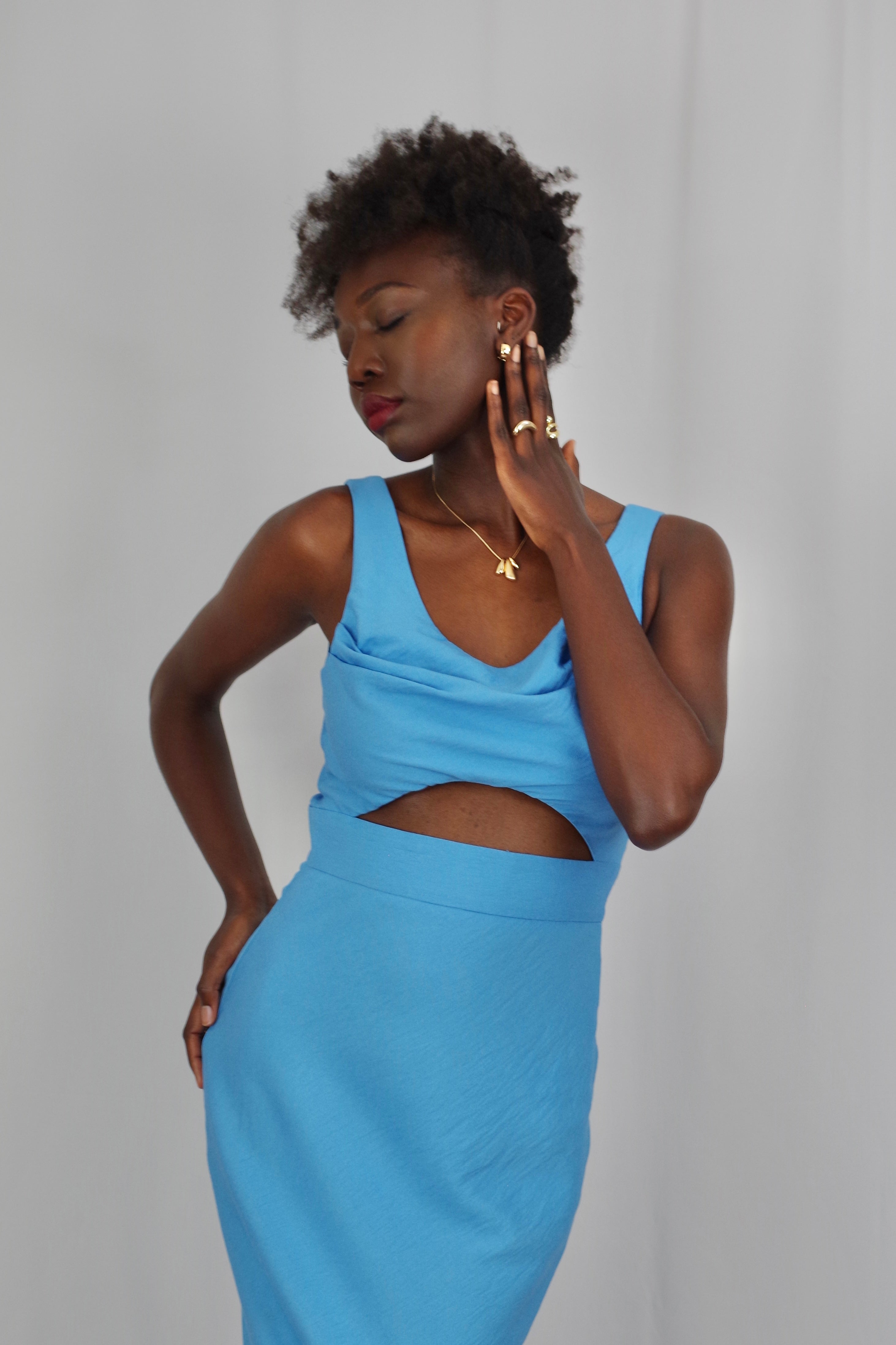 Blue Cut-Out Midi Dress Lisboa