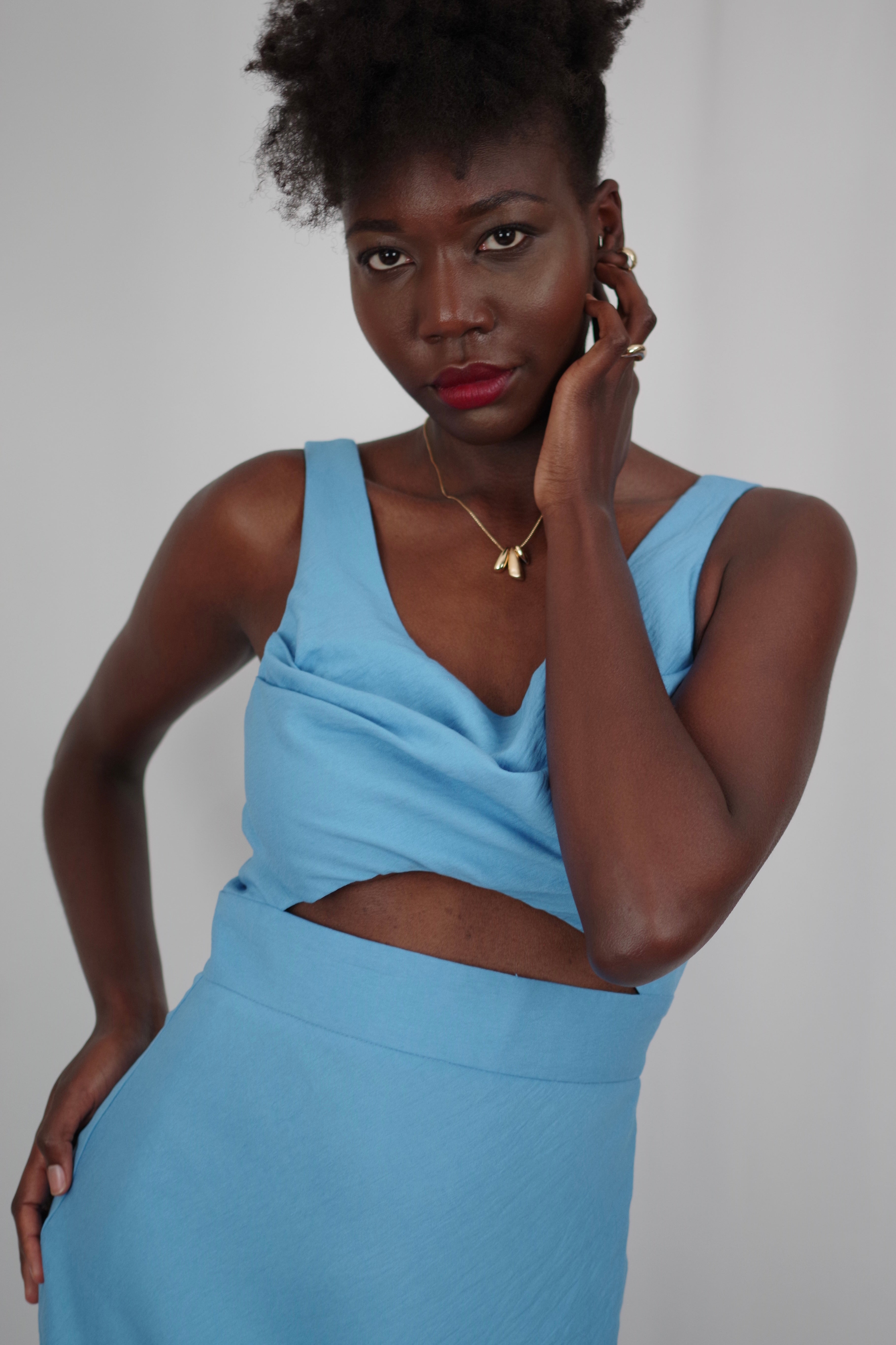 Blue Cut-Out Midi Dress Lisboa