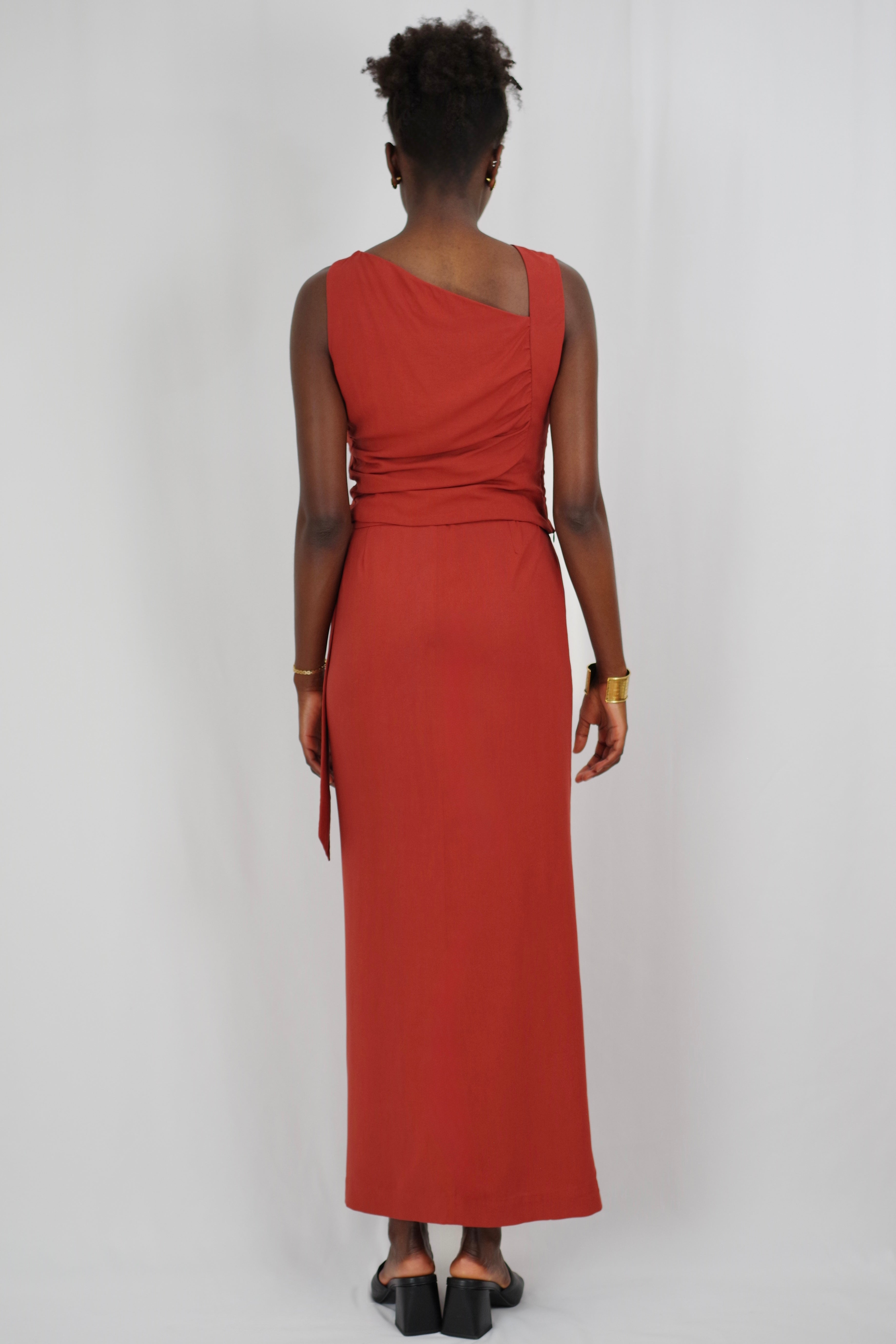 Women’s Wrap Terracotta Skirt Barbara – Midi Length, Buckle Detail, Summer Look