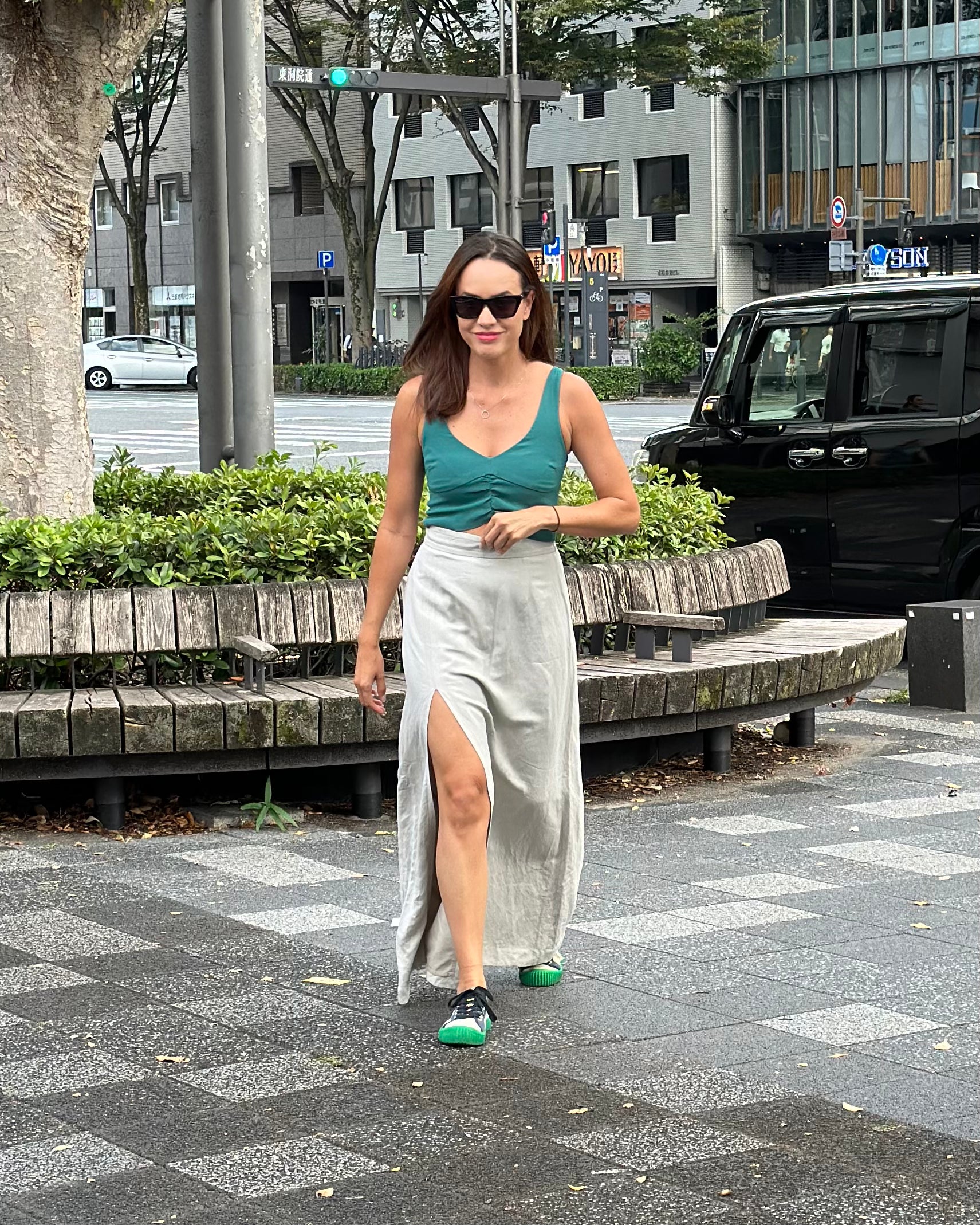 Jupe Grise Longue en Lin et Viscose Amalfi