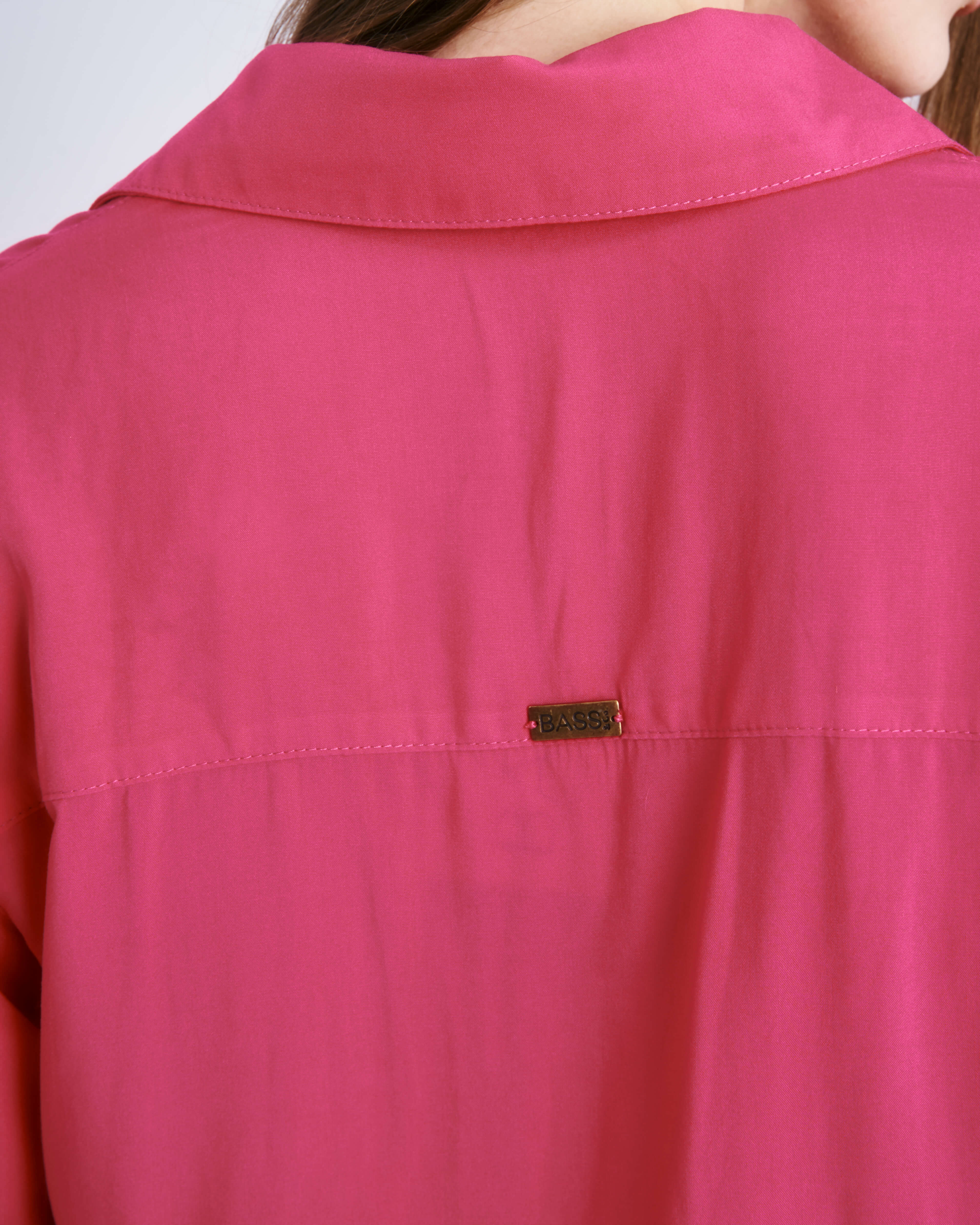Camisa Rosa de Viscose com Botões de Madrepérola Daniela.