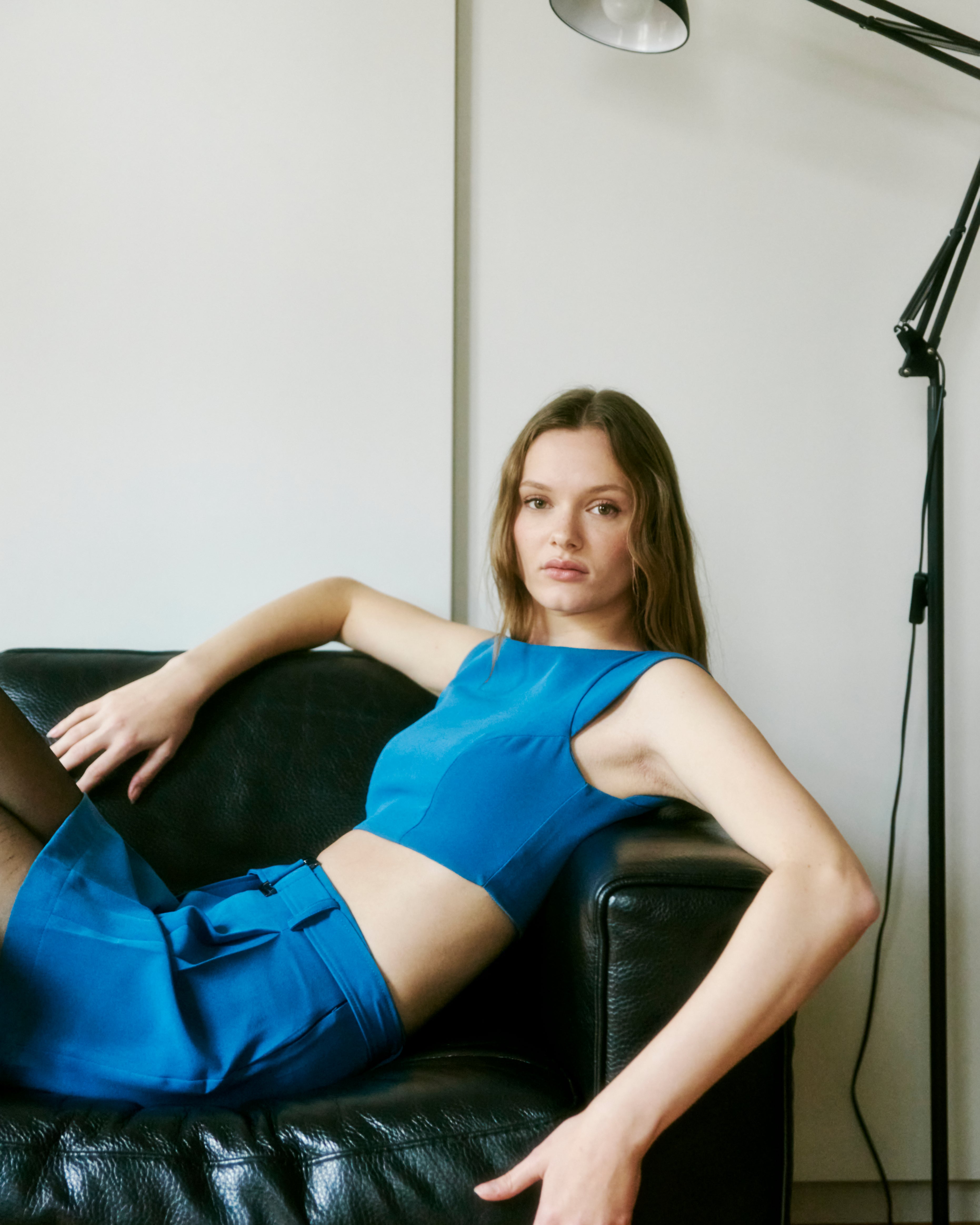 Mini Saia E Blusa Azul Vanessa