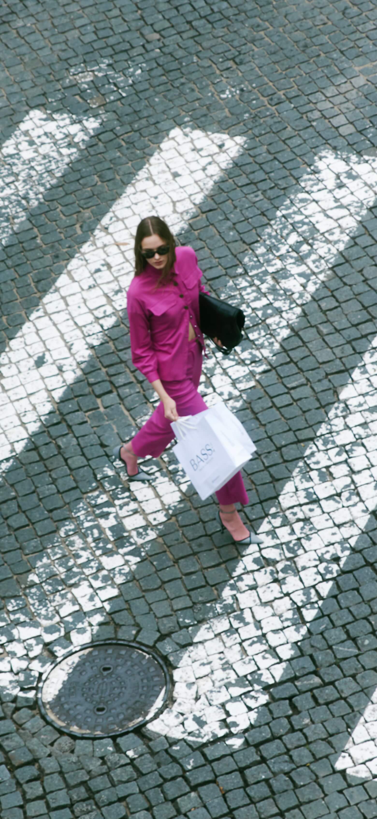 Calça Reta Rosa de cintura Alta