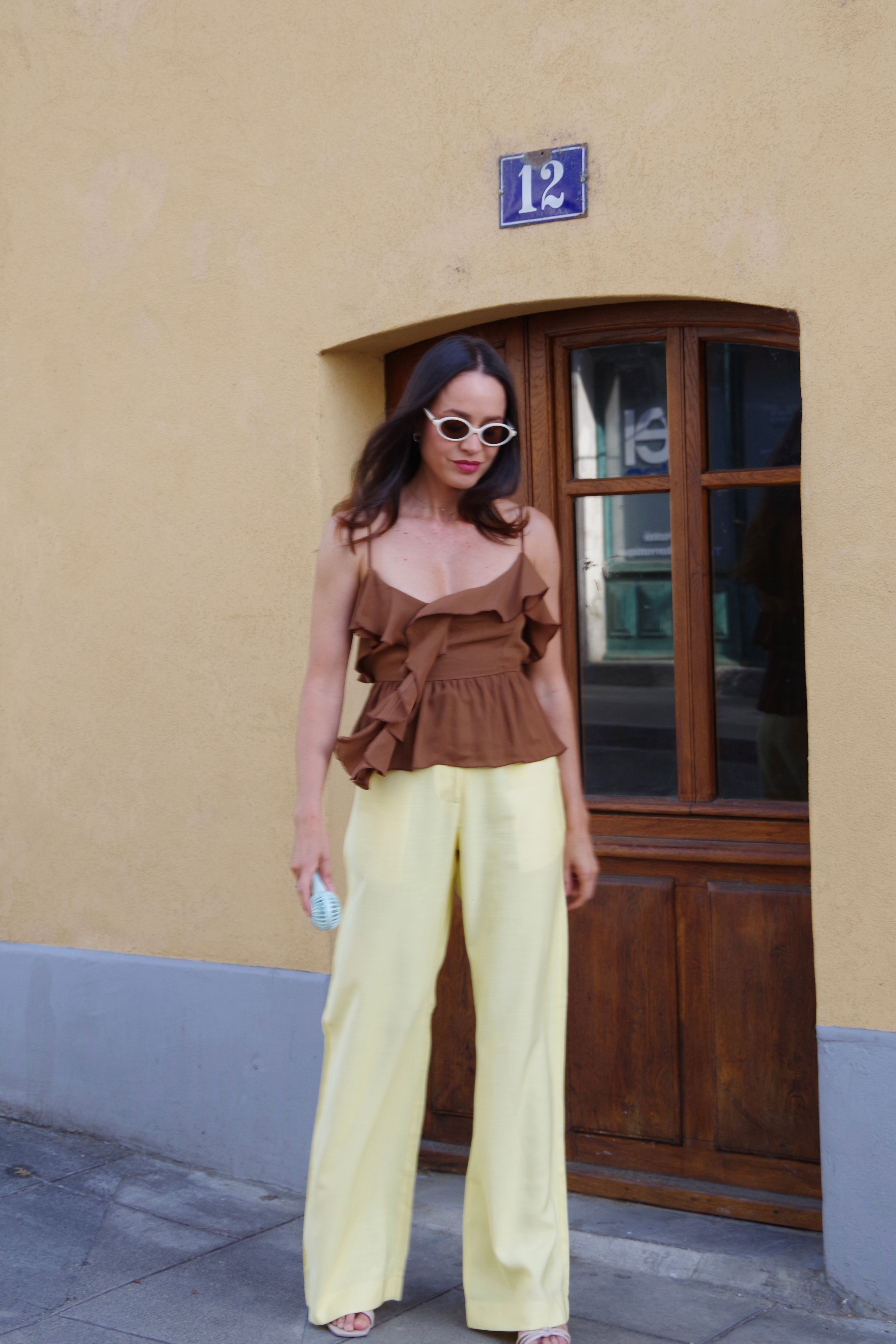 Butter Yellow Wide-Leg Trousers