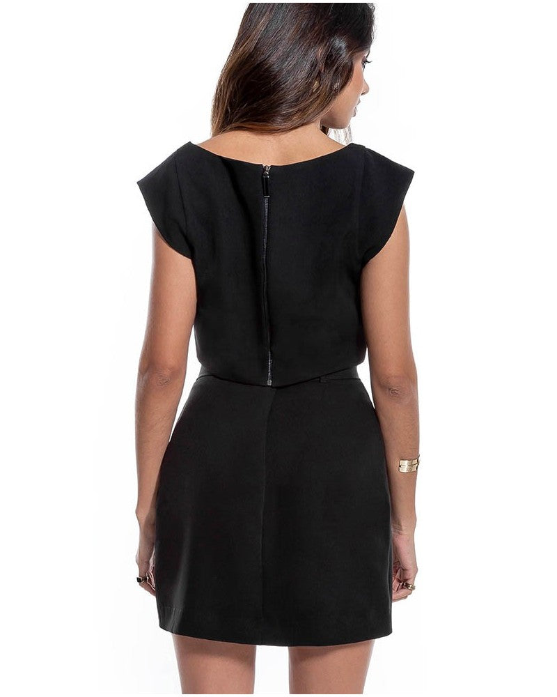 Mini jupe et chemisier noirs Lilian