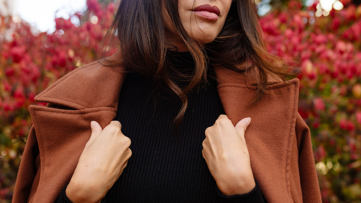 MYBASS – manteau cognac, automne à Genève
