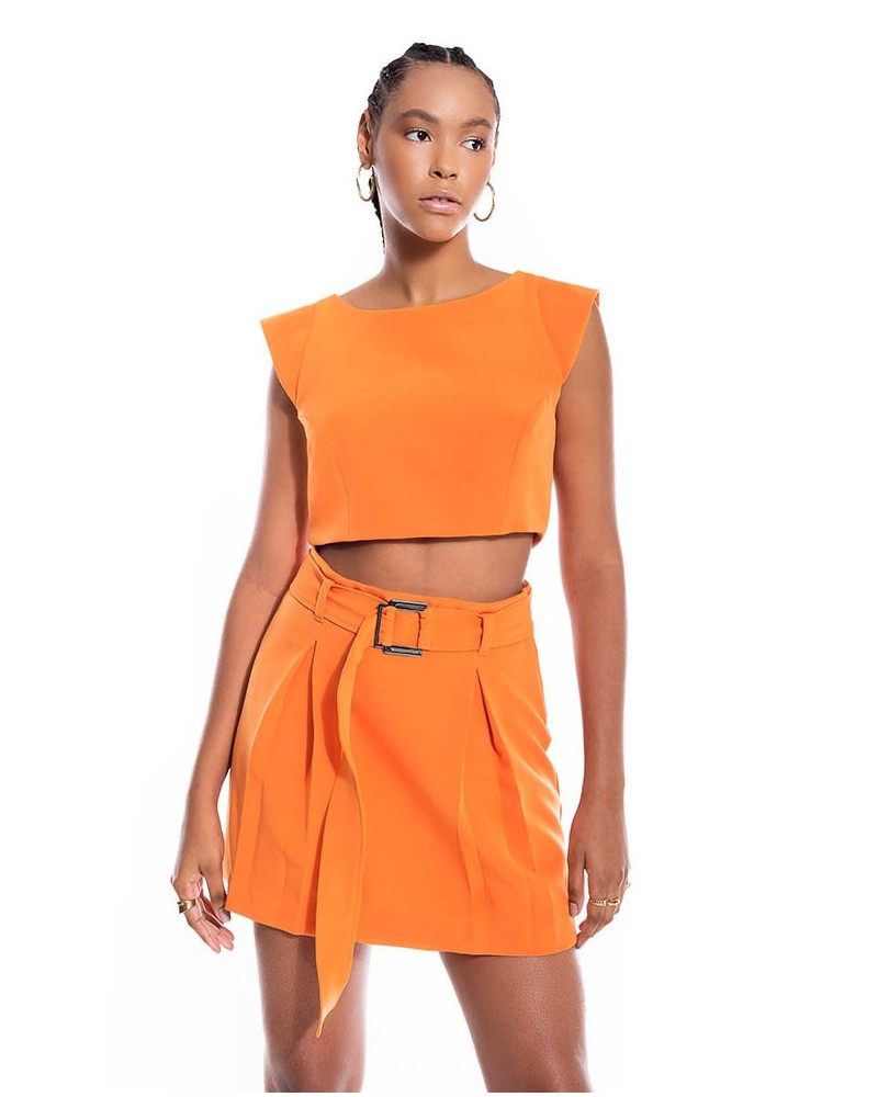 Mini saia e blusa laranja Erika