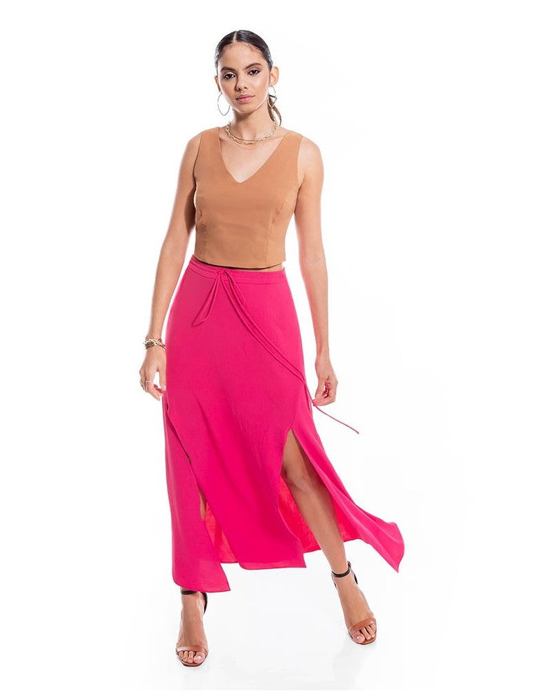 Saia Maxi Rosa Lisia